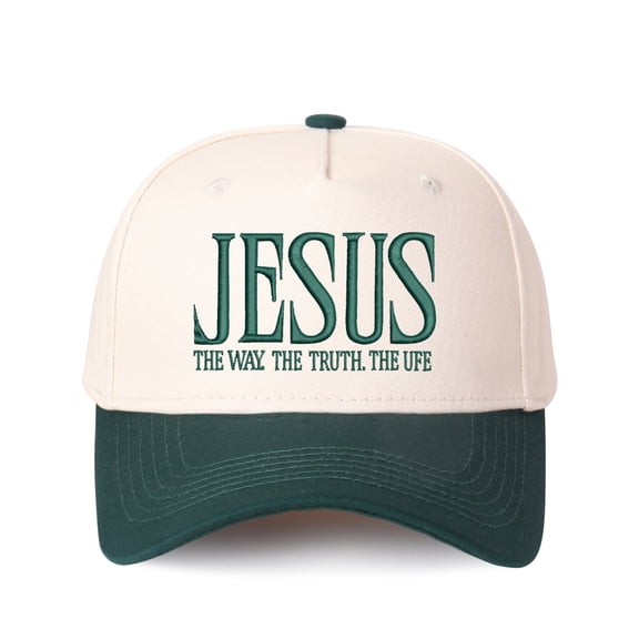 JESUS THE WAY, THE TRUTH, THE LIFE Letter Embroidered Color Block Trucker Hat Unisex Adjustable Cotton Breathable Fashion Cap for Travel Daily Wear