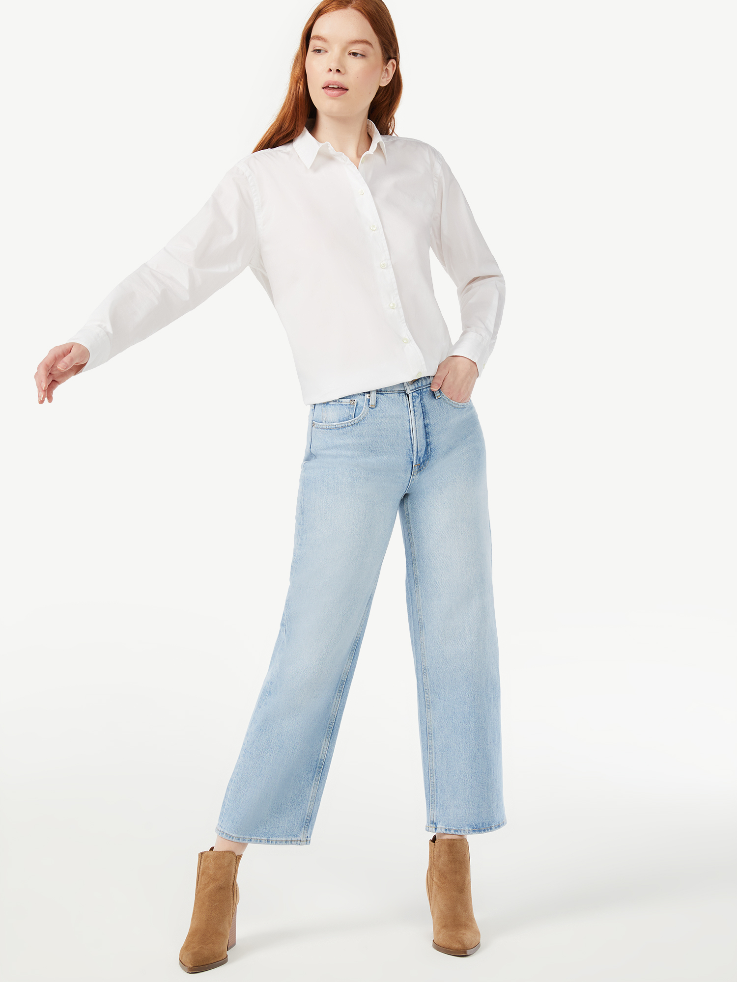Free Assembly Women's Super High Rise Crop Wide Straight Jean - image 3 of 6