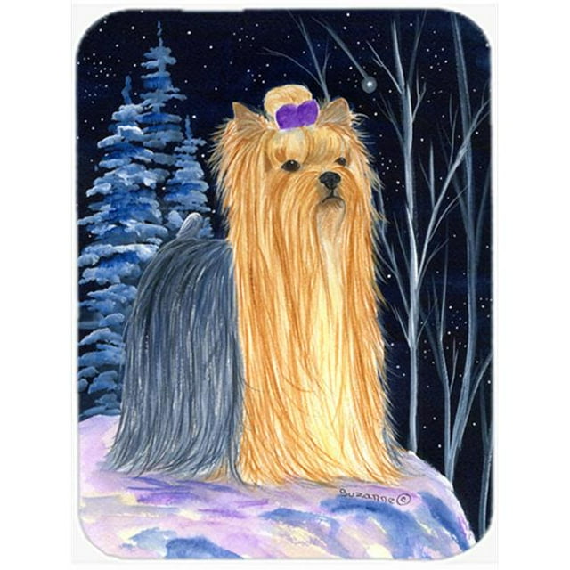 Carolines Treasures SS8365LCB Starry Night Yorkie Glass Cutting Board- Large