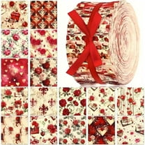 40Pcs Jelly Roll Fabric Strips for Quilting and Sewing, 2.6" x 20" Precut Fabric for Crafting, Vintage Red Rose Series