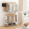 thumbnail image 4 of Perchero para ropa de doble barra, percha de ropa enrollable con malla inferior, perchero para colgar ropa, abrigos, faldas, suéteres, blanco, 4 of 4