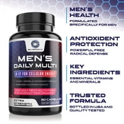 Multivitamin for Men - Vitamin A, C, D, E, Zinc, Calcium, Multivitamins for Immune Health Support, Vitamin B12, Men’s Daily Multivitamin Supplement Capsules, Non-GMO Mens Multi Vitamins - 60 Capsules