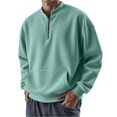 thumbnail image 2 of Baggy Men's Sweatshirts Quarter Zip Pullover Loungewear 1/4 Zip Pullover Long Sleeve Cold Weather Polo Sweaters Mint Green L, 2 of 4