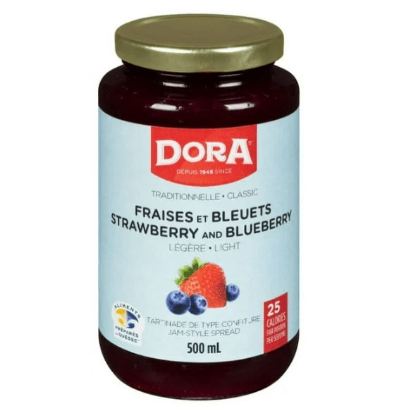 Dora Strawberry and Bluberry Light Traditional Jam Spread with Pectin, 500mL