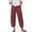 *Wine, variant on VBVC Women's Cotton-Linen Cropped Pants,Crochet Lace Trim Trousers For Women,Ladies Tulip Hem Boho Casual Pants with Pockets,Army Green,S-3XL
