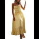 thumbnail image 3 of Vestido Informal de Verano 2025 para Mujer, Sin Mangas, con Tirantes Finos, Ribete de y Volantes Fruncidos. Amarillo XL, 3 of 10