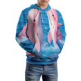 thumbnail image 5 of Two Pink Dolphins Jumping Men's Women Vintage 3D Hooded Sweatshirt - All-Season Loose Fit Streetwear, 5 of 6