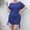 Blue, variant on Women Dresses Dresses Sexy Solid Short Sleeved Oblique Shoulder Strap Fashion Dresses Blue Trendy Skirt Size 4XL