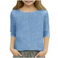 thumbnail image 2 of jobturf Party Tops for Girls Sparkly Sequin Crewneck Blouses Dressy Casual Going Out Top Fall Spring Fashion Long Sleeve Shirts Size 5-15 Years, 2 of 7