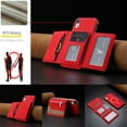 thumbnail image 4 of Dteck Magnetic Case for iPhone XR, 2 in 1 Wallet Case Detachable Card Holder, Compatible with MagSafe, Slim PU Leather RFID Blocking Credit Slots Zipper Pocket,Red, 4 of 6