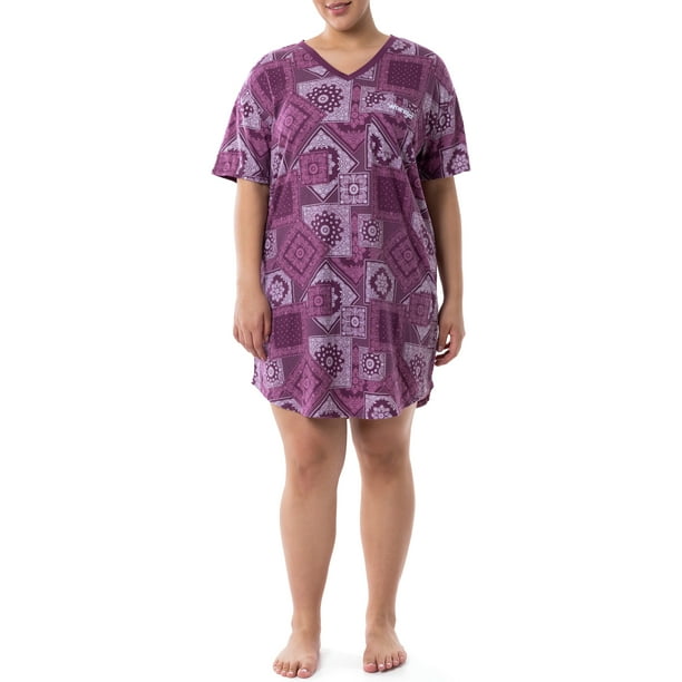 Wrangler Women's Short Sleeve V-Neck Sleepshirt, S-4X - Walmart.com