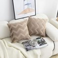 thumbnail image 5 of Throw Pillow Cover Double Sided Plush Rhombus Cushion Case Simple Modern Design Decorative Throw Pillowcase with Core Light Brown 45x45cm/17.7x17.7in (Include Pillow Core), 5 of 5