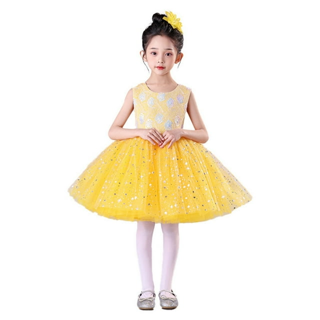 oqasdz Robes pour Filles Robe d'Été Décontractée avec Imprimé Floral Manches Bouffantes et Taille Élastique pour Tout-Petits Enfants Fête
