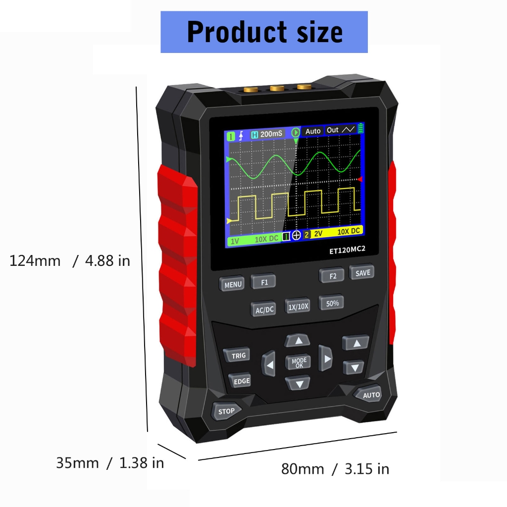 Zeiwohndc Oscilloscope with 2 Channel Waveforms Storage 120M Bandwidth 2.4inch Display