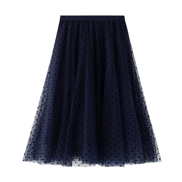 Women‘s Wave Point A-line Yarn Skirt High Waist Muti-layer Patchwork Tulle Pleated Skirts for Spring Fall Winter Tulle Skirts For Women
