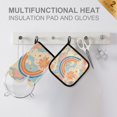 thumbnail image 4 of Yayeee Oven Mitts and Pot Holder Set of 4 Heat Resistant Kitchen Gloves Baking Hot Pad, Pink Retro Sun, 4 of 5