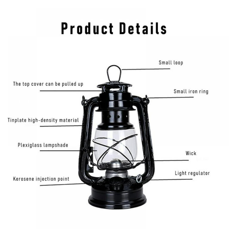 Small Kerosene Lantern Hurricane Lantern Oil Lamp 8 Inch Indoor Outdoor  Hanging Lantern with Wick for Christmas Party Decorations Camping Hiking