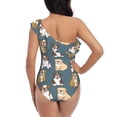 thumbnail image 5 of Rateoe Cartoon Bulldog 1 Pattern Women One Piece Swimsuits Tummy Control One Shoulder Bathing Suits Ruffle Swimwear-Medium, 5 of 6