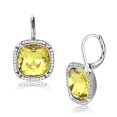thumbnail image 1 of Alamode DA379 Women High Polished Stainless Steel Earrings with Top Grade Crystal in Topaz, 1 of 1