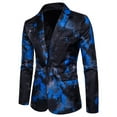 thumbnail image 1 of One Button Flame Printing Slim Fitting Performance Suit Mens Suit, 1 of 8