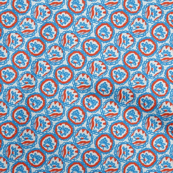 oneOone Cotton Jersey Royal Blue Fabric Asian Block Sewing Fabric By The Yard Printed Diy Clothing Sewing Supplies 58 Inch Wide