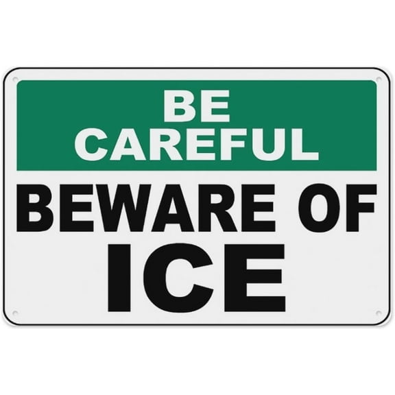 Beware Of Ice Sign 8"x12" - Aluminum Tin Warning for Home Outdoor Garden, Weatherproof Hazard Decor for Walkway