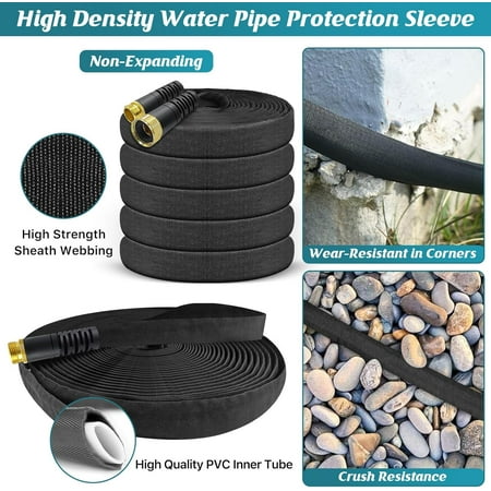 75ft Non-Expanding Garden Hose with 3/4" Fittings, Lightweight Water Pipe for Lawn, Car, and Plant Watering