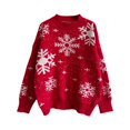 thumbnail image 4 of Gibobby Suéter Divertido navideños Suéter grueso de Otoño/Invierno para mujer, suéter de Navidad de Año Nuevo, de punto de manga larga con cuello redondo y de nieve (Rojo, XL), 4 of 5