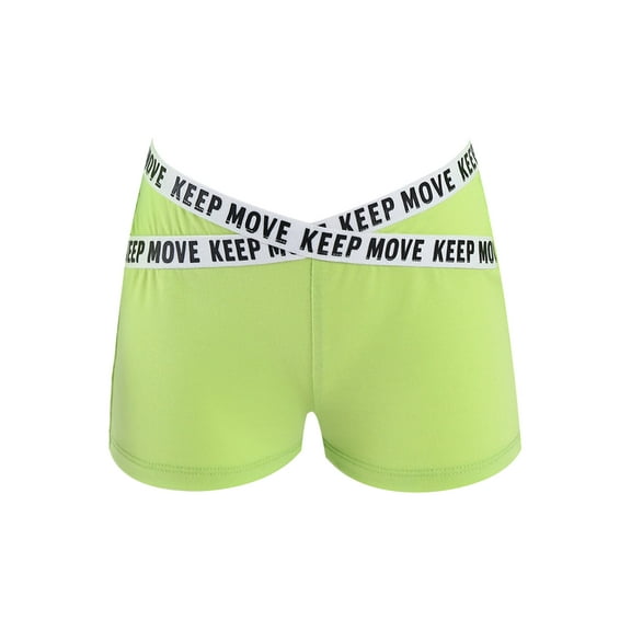 YUUMIN Swim Shorts for Kids Girls Boycut Letter Waistband Booty Shorts Dance Underpants Summer Hot Bottoms Fluorescent Green 16