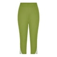 thumbnail image 2 of LLYwey Girls Capris Leggings - Kids Dance Workout Running Yoga Cropped Pants - Teen Girls Stretchy Elastic High Waisted Pull on Capris Pants, Style-37, Green-b, 6T, 2 of 8