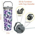 thumbnail image 3 of 30oz Butterfly Tumbler With Top Handle and Lid Straw- Purple Butterfly Stainless Steel Insulated Tumblers Travel Mug Coffee Cup-Gifts for Women Girls, 3 of 6