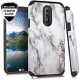 thumbnail image 1 of Compatible for LG Stylo 4 Case, LG Q Stylus Case, with [Tempered Glass Screen Protector] SOGA Hybrid Dual Layer Astro Armor Smooth Protective Case Phone Cover Shockproof - White Marble, 1 of 4