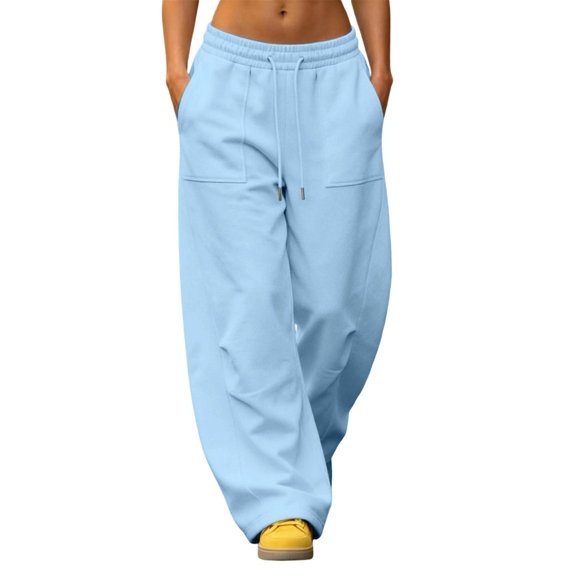 shoper Womens Baggy Sweatpants High Waisted Wide Leg Pants | Oversized Lounge Sweat Track Pants with Pockets, Y2k Loose Fit Soft Joggers (Light Blue,S)