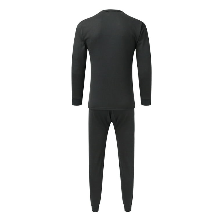 Mens Thermals Top and Bottom Set Mens Spring Autumn And Winter Fashion Simple Solid Color Thick Thermal Underwear Set Leggings Bottoming Shirt Clothes