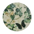 thumbnail image 4 of WYYP Leaves Butterflies Floral Pattern Round Tablecloth Outdoor Fitted 100% Polyester Fiber with Elastic Edge White, 4 of 8