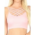 thumbnail image 1 of Zenana Women & Plus Comfort Seamless Crisscross Front Strappy Bralette Sports Bra Top with Removable Pads, 1 of 4