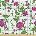 thumbnail image 2 of Ambesonne Floral Fabric by the Yard Upholstery, Flowers with Curved Branches, 5 Yards, Olive Green and Hot Pink, 2 of 5