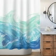 thumbnail image 5 of Wave Shower Curtain, Ombre Blue and Green Ocean Theme Shower Curtain for Bathroom Modern Decor Waterproof Tapestry, 71x71 Inch, 5 of 6