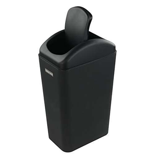 Jandson Black Swing Trash Can, Slim Trash Bin for Narrow Space, 14