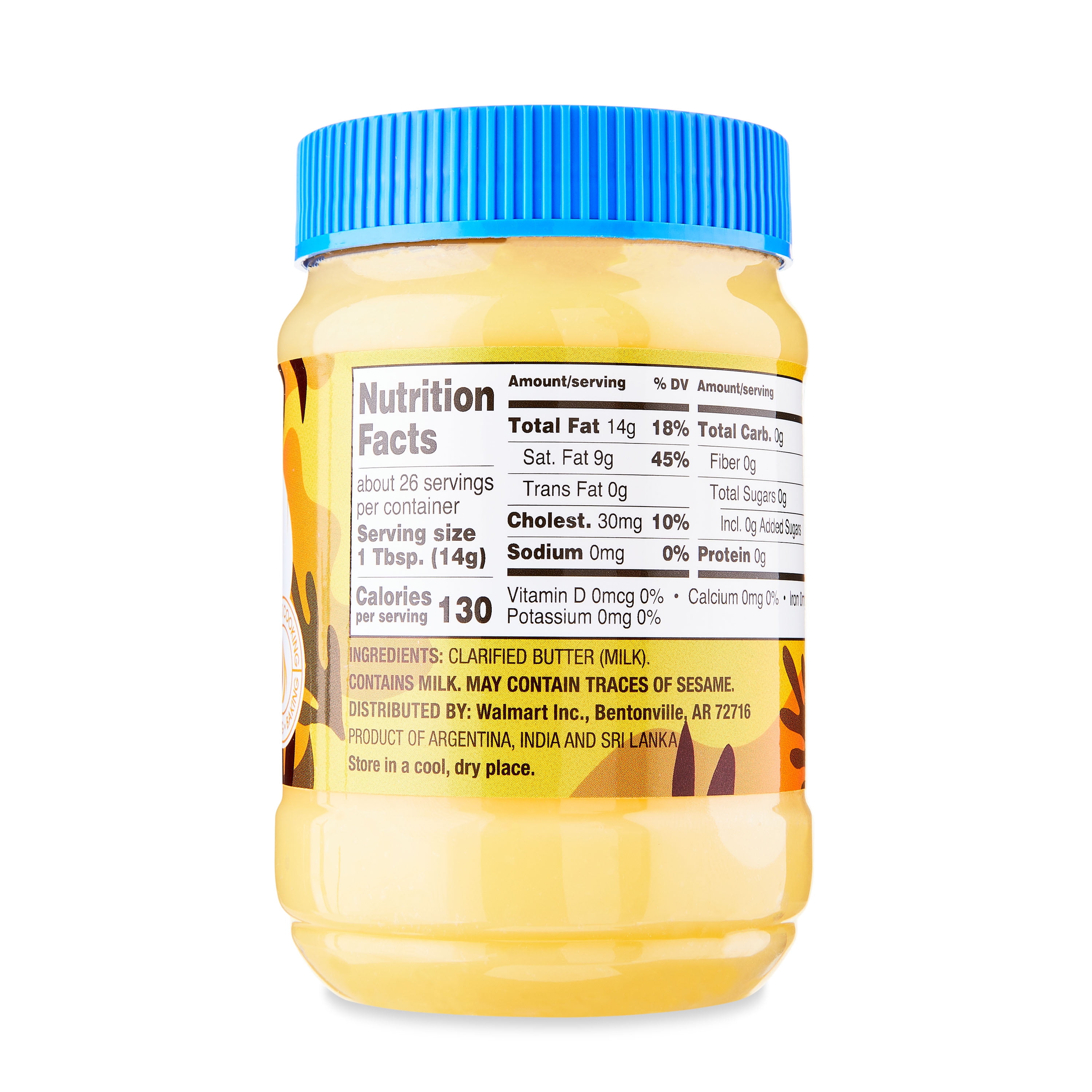 Great Value Grassfed Ghee Clarified Butter, Liquids 13 oz Jar, Full, Cooked