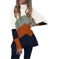 thumbnail image 2 of FOCUSNORM Women Solid/Contrast Color Sweater Bat Sleeve Irregular Hem Pullover, 2 of 5