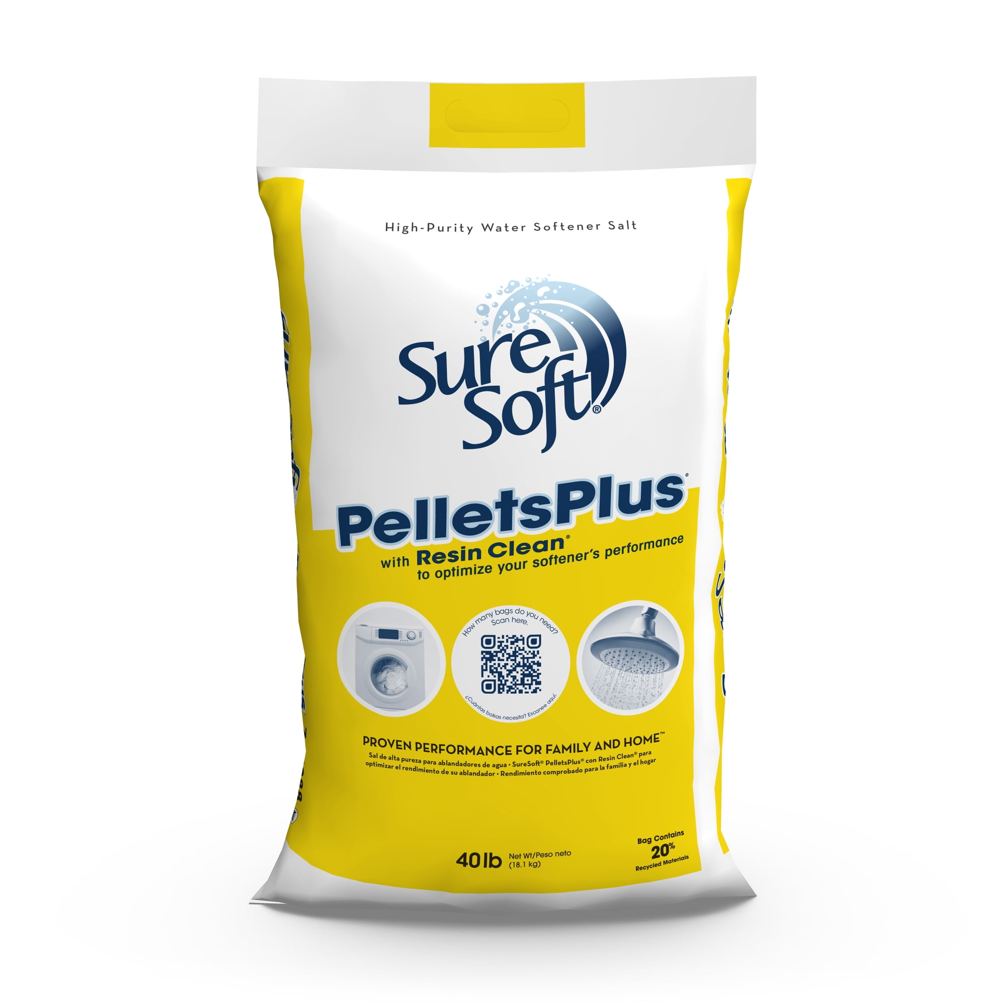 Water Softener Salt SureSoft Pellets Plus Resin Clean 40 lb Bag