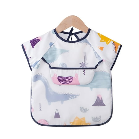 

Pontos Waterproof Short-Sleeve Feeding Bib Baby Protective Clothing Apron with Pocket