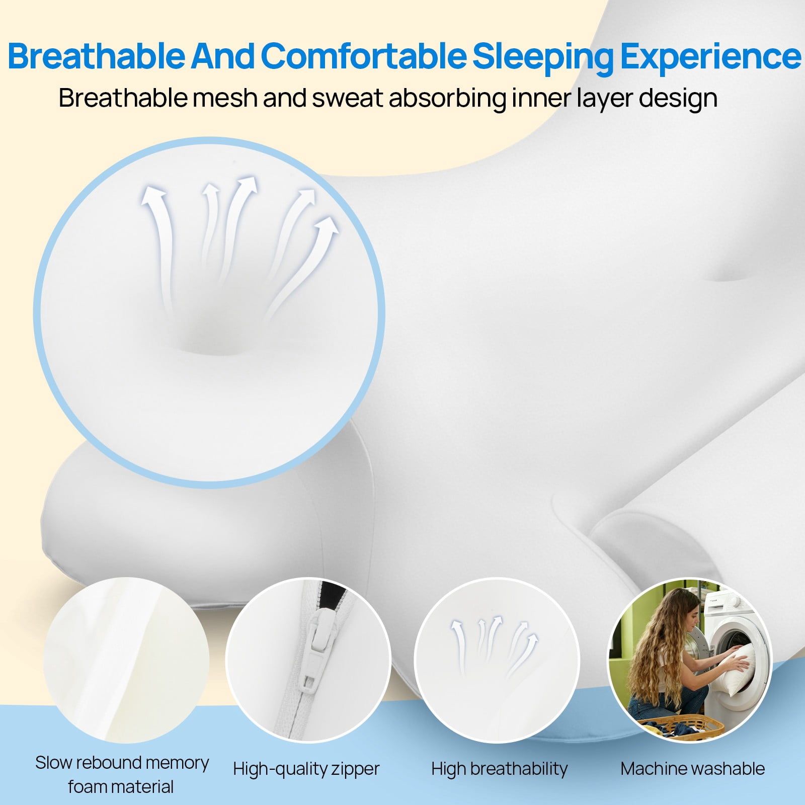 TOPCOMFY Cervical Neck Pillow with Cooling Memory Foam, Ergonomic Design for Neck and Shoulder Pain Relief, Dual Height, for Side, Back, and Stomach Sleepers