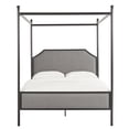 thumbnail image 3 of Weston Home Hazleton Black Metal Queen Canopy Bed with Grey Upholstered Headboard and Footboard, 3 of 7