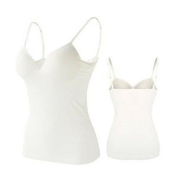 Womens Camisole With Built In Shelf Bra Adjustable Spaghetti Strap Vest Tops Uk