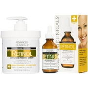 Advanced Clinicals Retinol Skin Care Set - Value Set of Anti Aging Body Cream and Face Serum