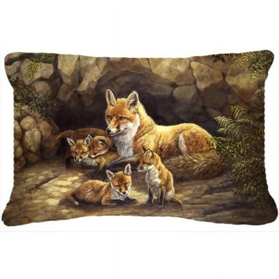 Fox Family Foxes by the Den Fabric Decorative Pillow