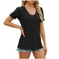 thumbnail image 6 of lmcalzta Womens Tops Puff Short Sleeve Crewneck T Shirts Spring Summer Casual Solid Color Tees Blouses, 6 of 6