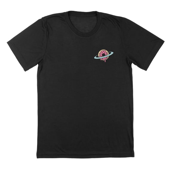 Doughnut Orbit Humor Graphic Black Mens T-Shirt